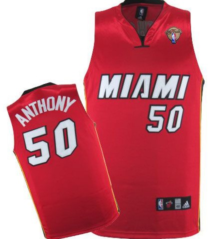 NBA Miami Heat 50 Joel Anthony Authentic Red Jersey